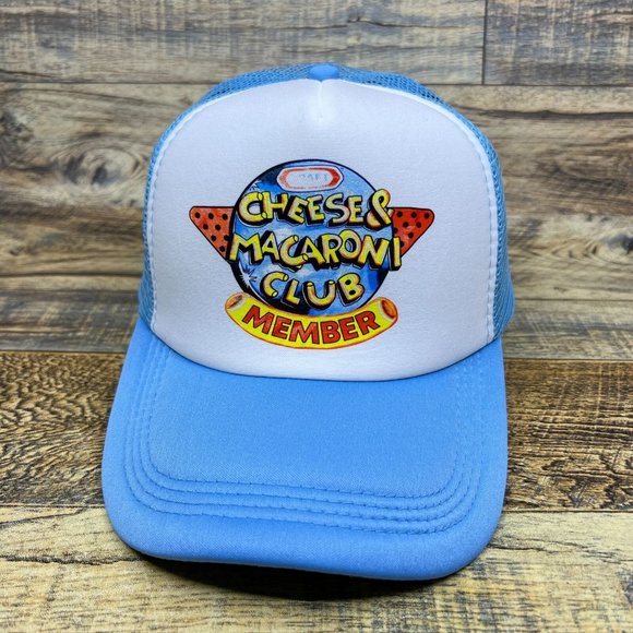 Kraft Macaroni And Cheese Mens Trucker Hat Blue Snapback Club Member 90s Cap - Picture 2 of 8